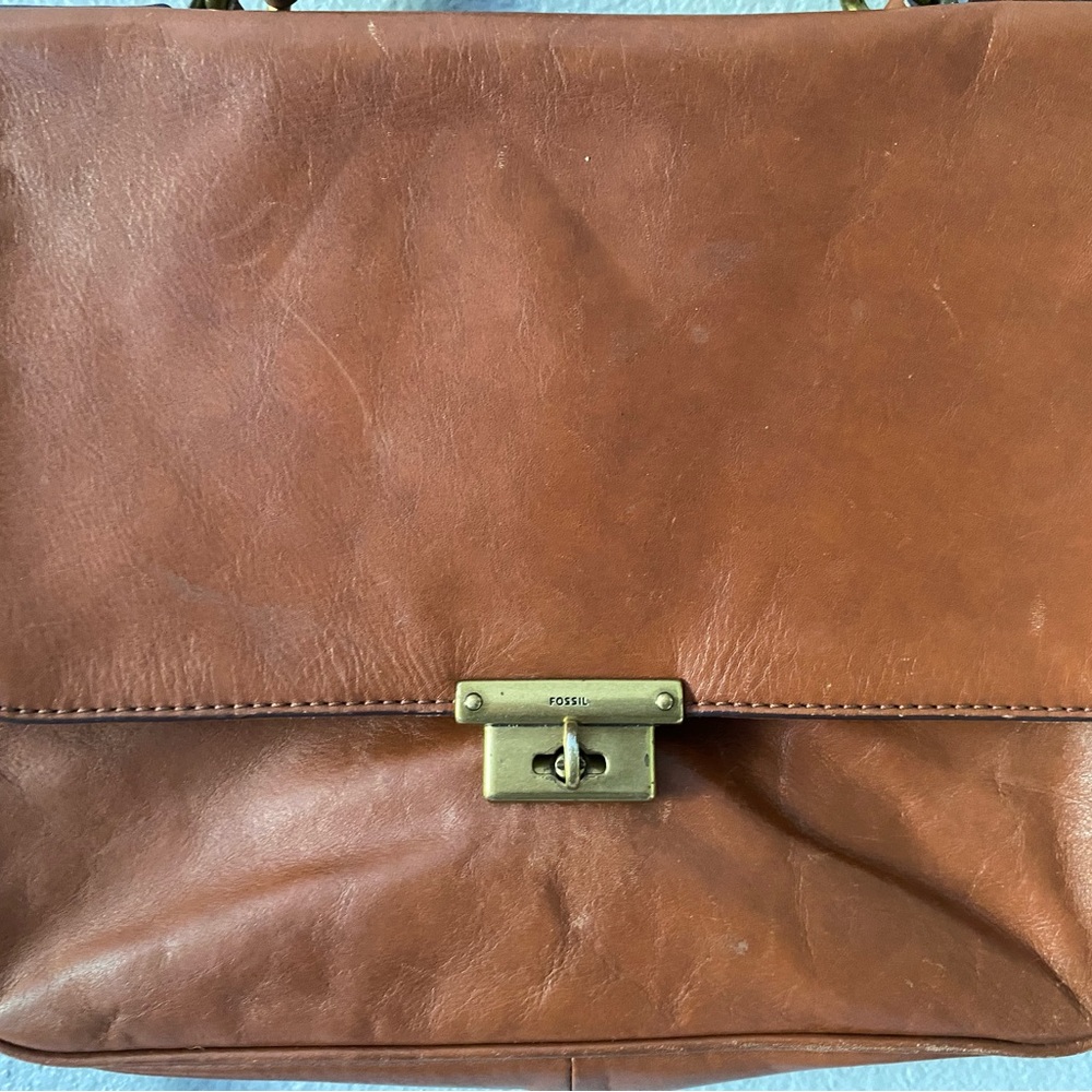 Fossil Medium cognac Messenger Bag with Adjustable Strap - Picture 12 of 16